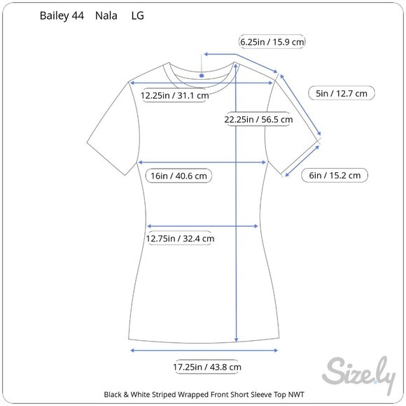 Bailey 44 Nala Black White Striped Wrap Short Sleeve Pullover Top LG NWT - Picture 9 of 9